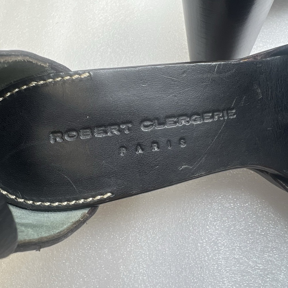 Robert Clergerie black leather high heel sandals France Sz 7 - Picture 7 of 10